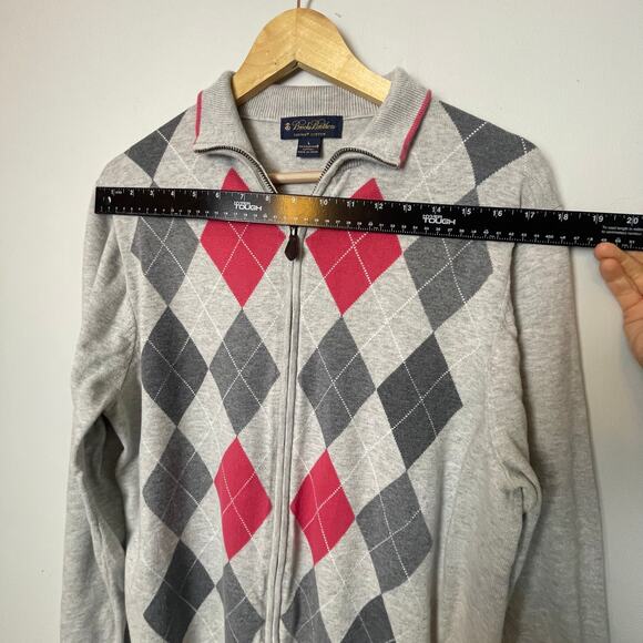 Brooks Brothers Men's Supima Cotton Cardigan Size Large Argyle Print Academic - Picture 11 of 11